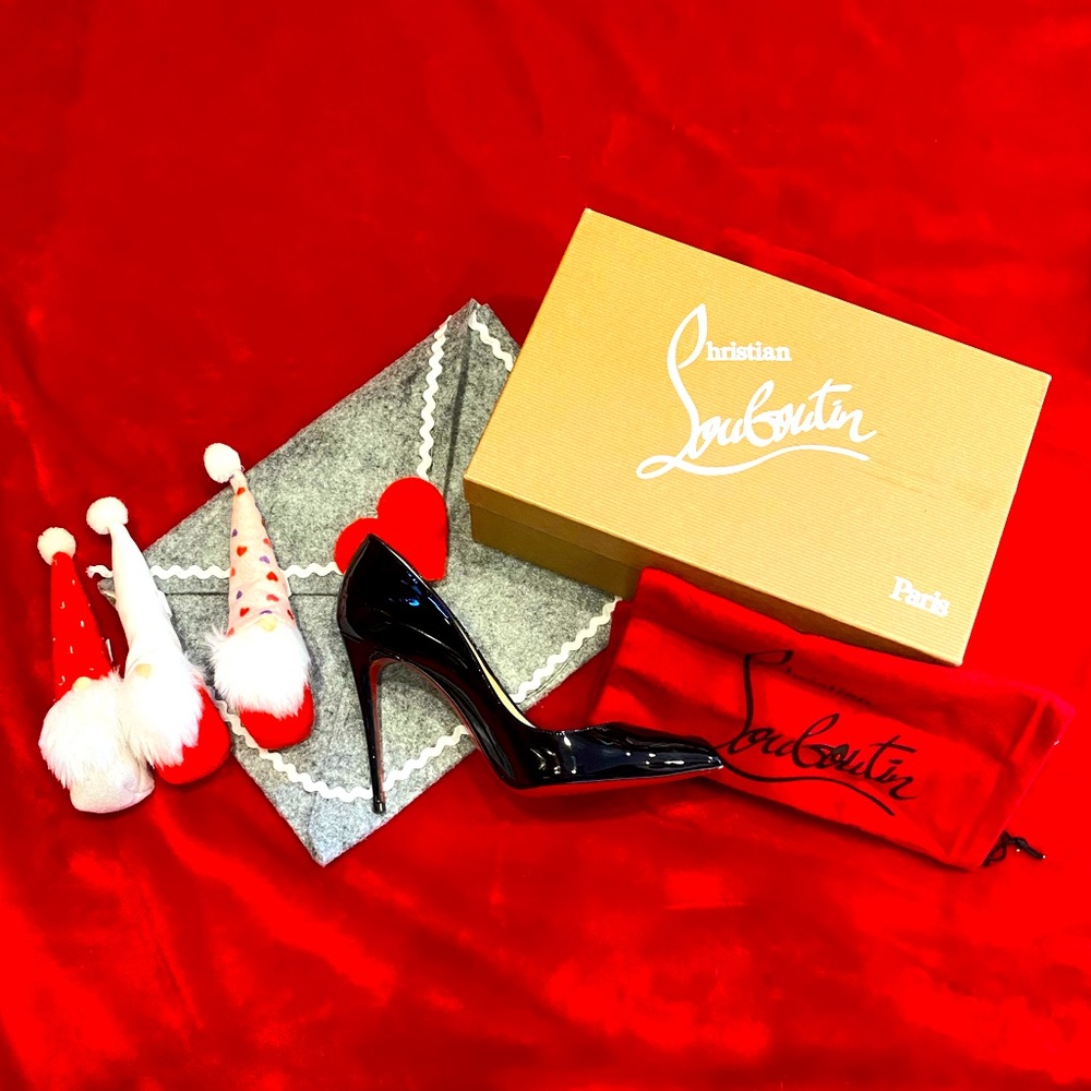 Christian Louboutin Pigalle Follies 100mm Black Patent Size 38